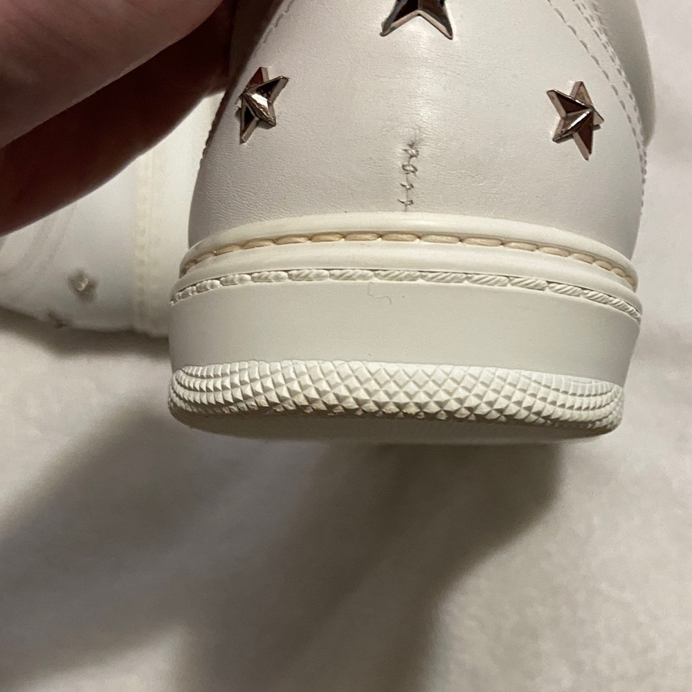 Jimmy Choo Off-White Leather Low-Top Sneakers with Silver Accents - Picture 8 of 11